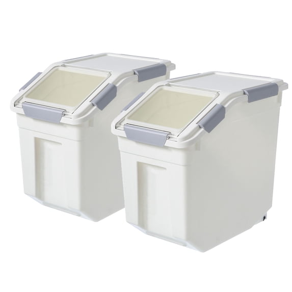HANAMYA 10L Rice Storage Container with Measuring Cup, White (Set of 2)