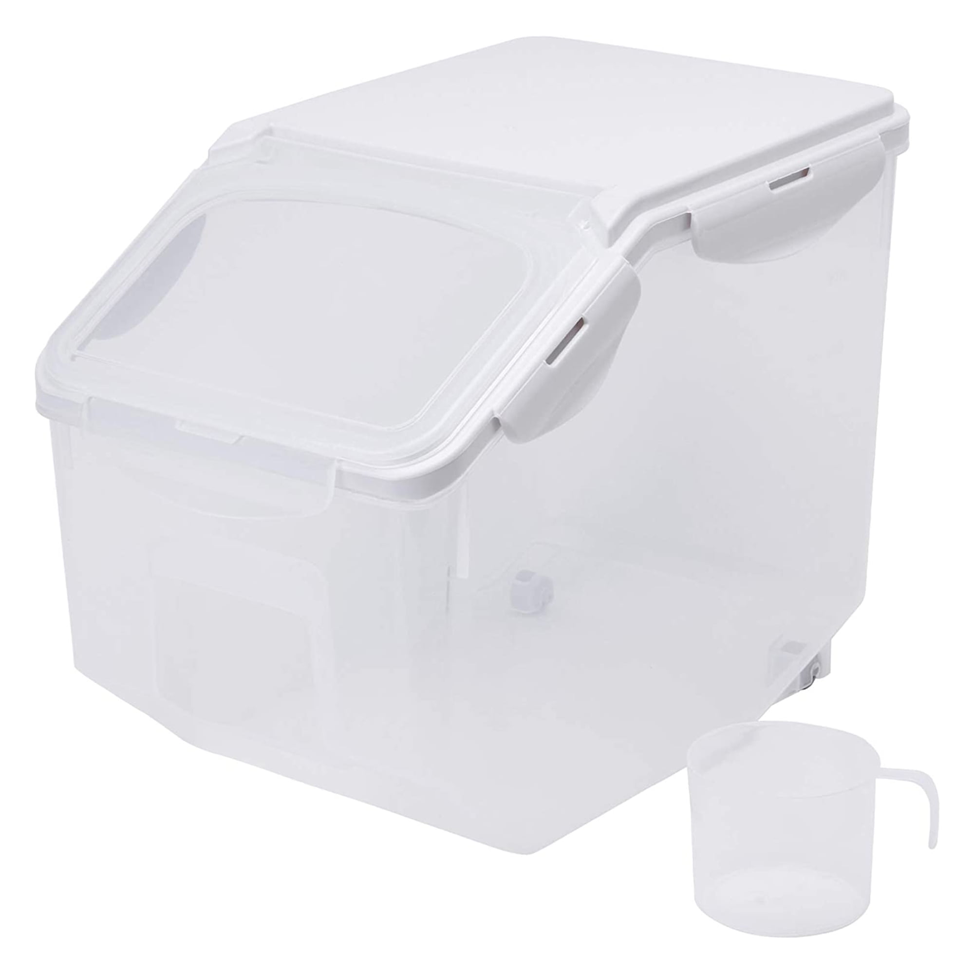 HANAMYA 10L Rice Storage Container with Wheels and Measuring Cup, Clear ...