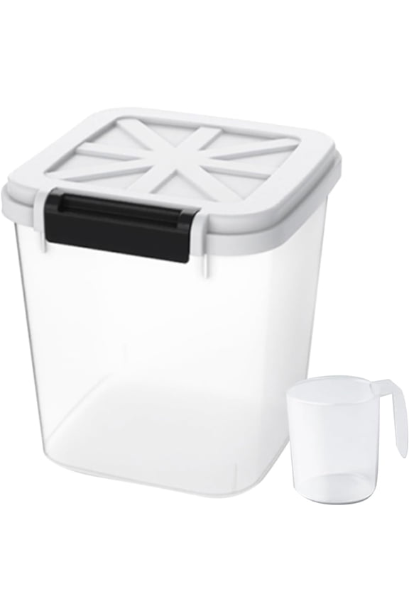 20 LB Rice Storage Container with Measuring Cup, BPA free, For Rice | Grain | Pet Food | Flour, 1 count, Clear & Black