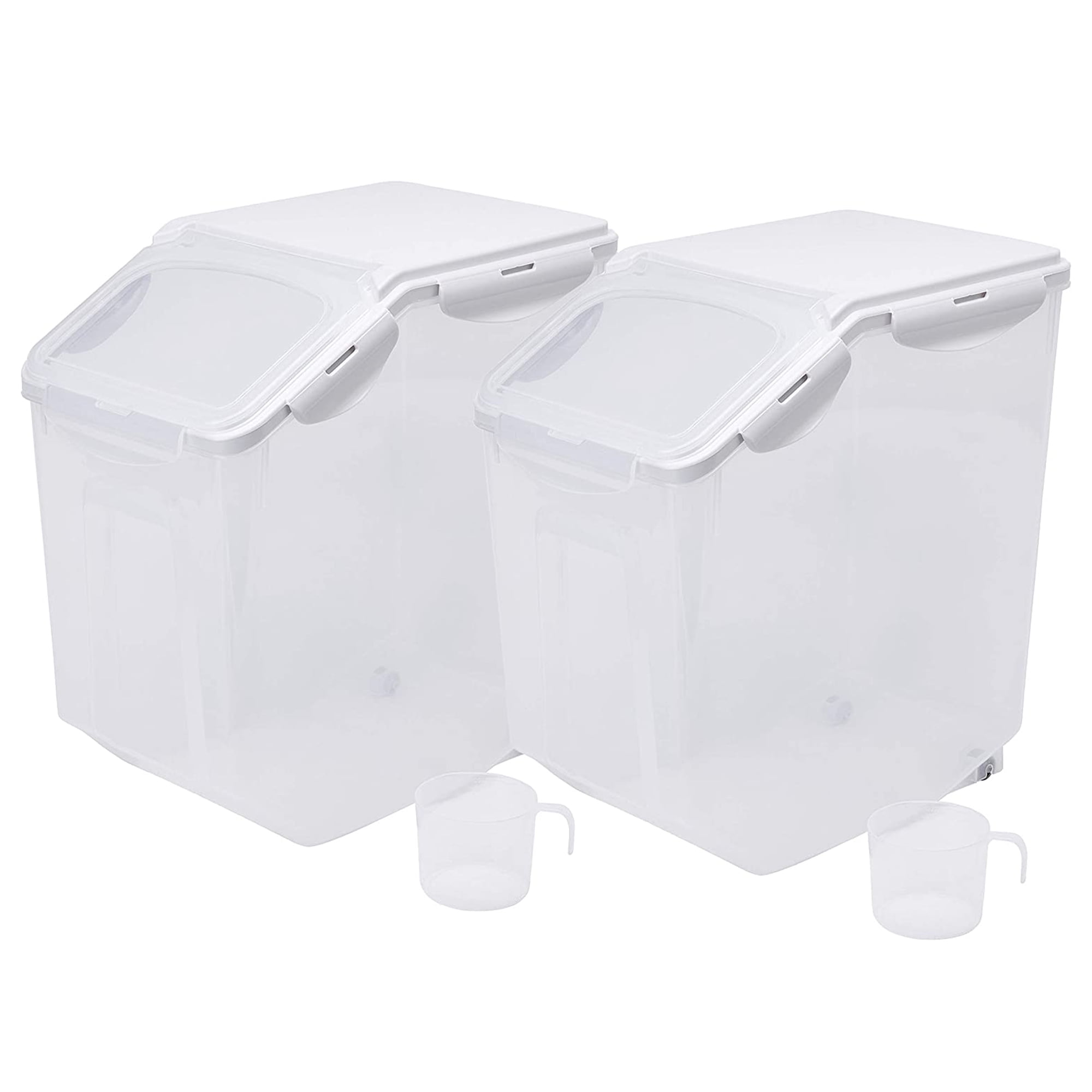 Flour Storage Container 25 lb with Wheels Seal Locking Lid PP (Pack-2) 