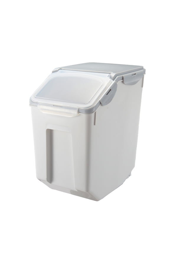 30 LB Rice Storage Plastic Container with Measuring Cup in White