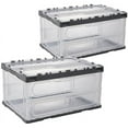 thumbnail image 1 of HANAMYA Folding & Stackable Storage Bin with Lid 45 Liter Clear/Gray (Set of 2), 1 of 7