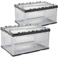 thumbnail image 1 of HANAMYA Folding & Stackable Storage Bin with Lid 80 Liter Clear/Gray (Set of 2), 1 of 7