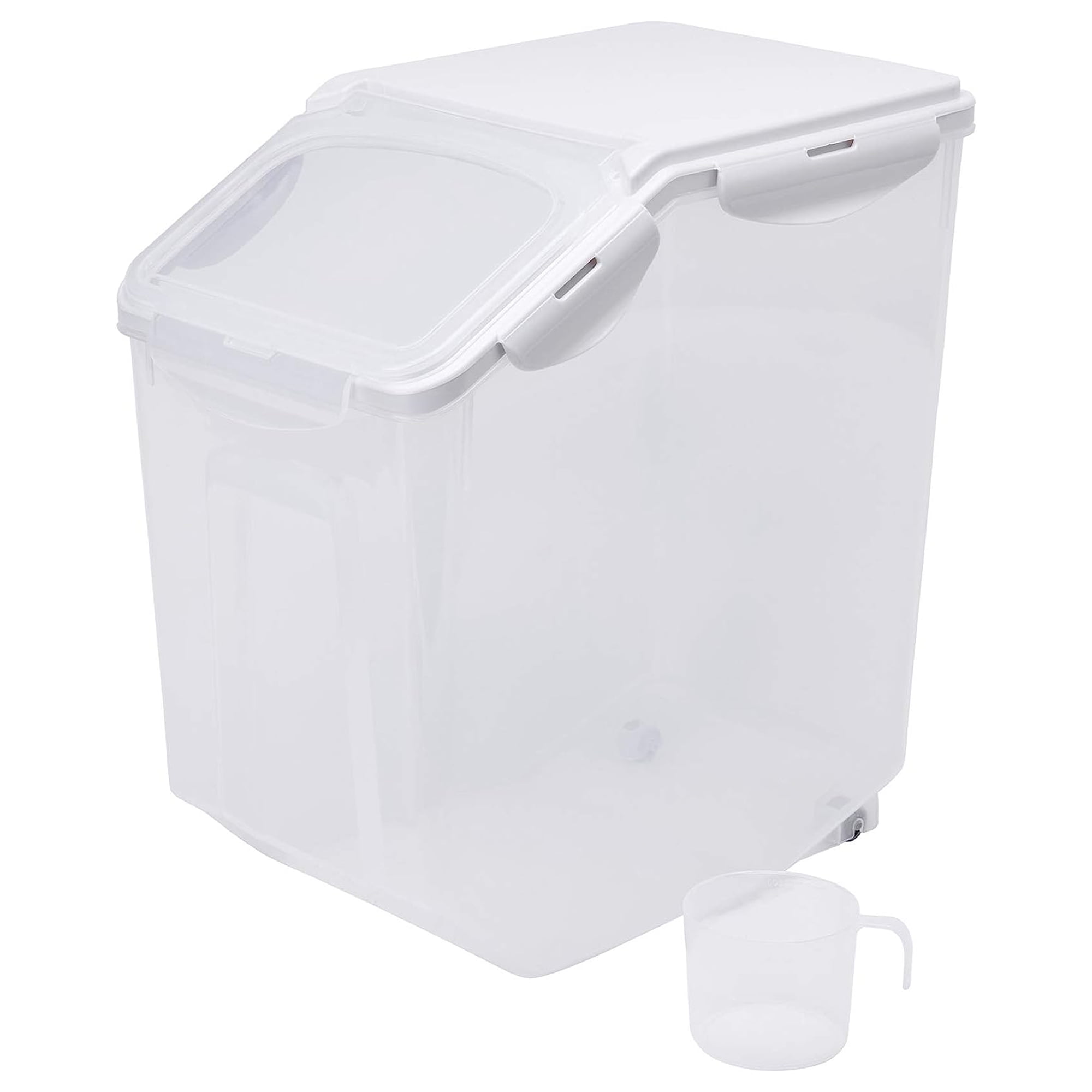 HANAMYA Dog Food Dispensing Container Slow Feeder with Press Button in  White 