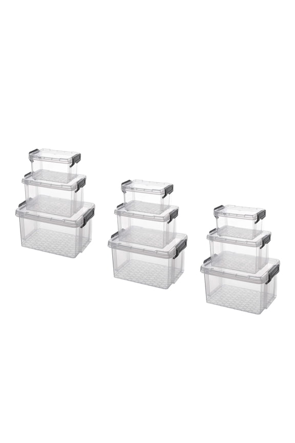 Storage Containers 1 QT/2.5 QT/4 QT with Lids in Clear (Set of 9)