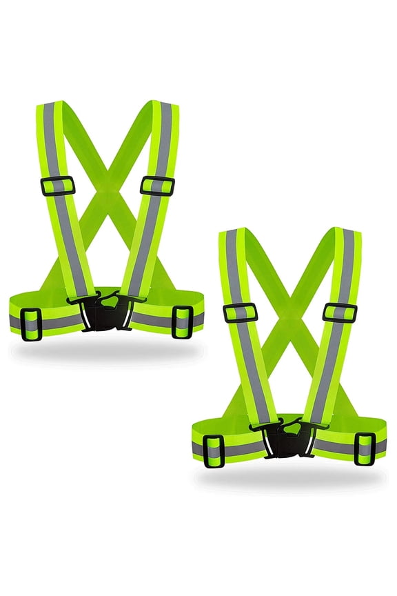 2 Piece Adjustable Safety Security High Visibility Reflective Vest Gear Stripes Jacket