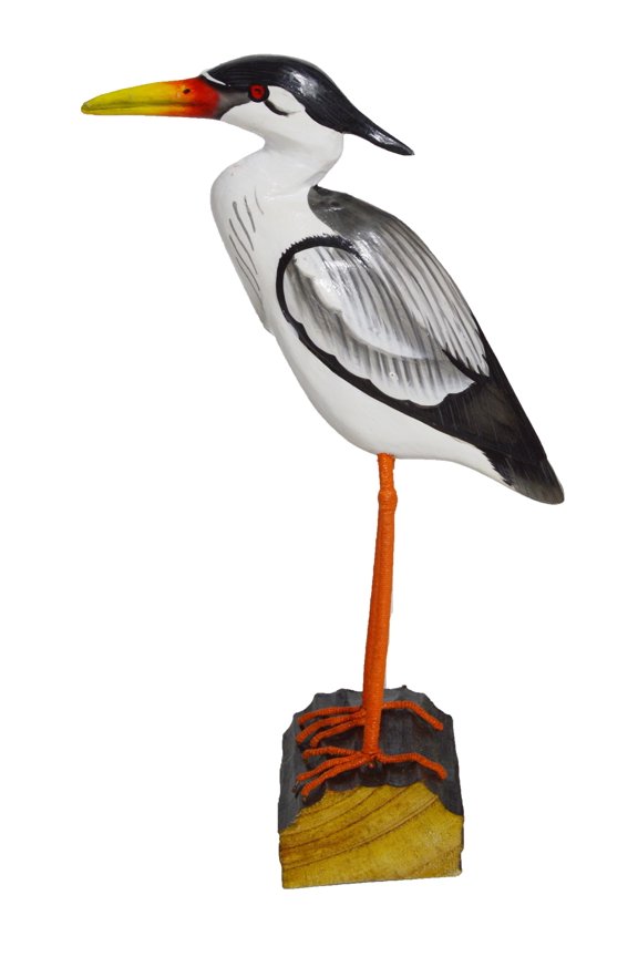 HAND CARVED PAINTED WOOD CARVING HERON BIRD DECOY VINTAGE STYLE Wood Replica Life-Like Figurine
