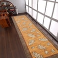 thumbnail image 1 of HAND KNOTTED WOOL FLORAL MODERN AREA RUGS - 2'6''x10', Runner Shape, Gold Brown Color, Classic Traditional Design, Low Pile Handmade Area Rugs for Living Room, Bed Room (N00922), 1 of 7
