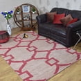 thumbnail image 1 of HAND KNOTTED WOOL GEOMETRIC MODERN AREA RUGS - 6'x9', Rectangle Shape, Beige Red Color, Classic Traditional Design, Low Pile Handmade Area Rugs for Living Room, Bed Room (N00944), 1 of 10