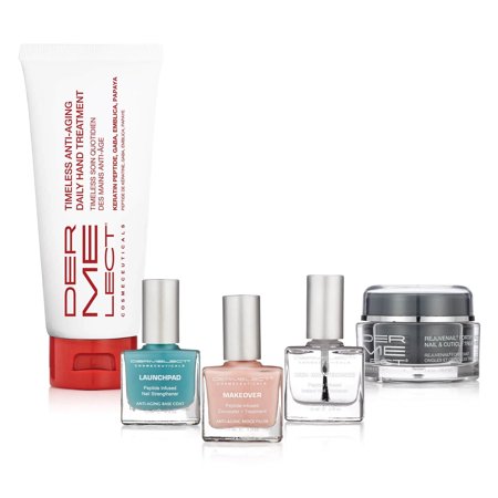 Dermelect Hand Recovery System - Nail Strengthener, Nail Thickener, Cuticle Treatment, Anti-Aging Hand Cream & Ridge Filler Kit for Weak Nails, Dry Cuticles, and Over-Washed Hands 5 pc
