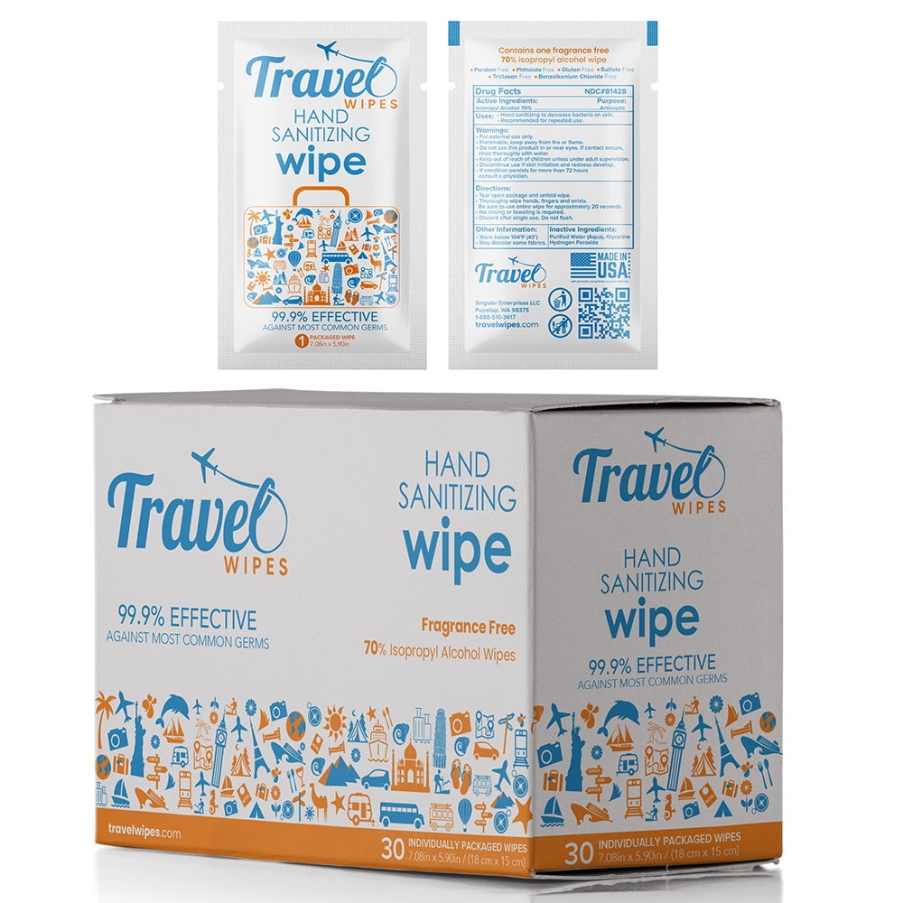 HAND SANITIZING TRAVEL WIPES Individually Packed Premium Hand