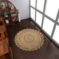 thumbnail image 1 of HAND WOVEN JUTE ECO-FRIENDLY AREA RUGS - 4'x4', Round Shape, Beige Color, Oriental Pattern, High Pile, Natural Fiber, Outdoor Indoor Handmade Area Rugs for Living Room, Bed Room (J00074), 1 of 5