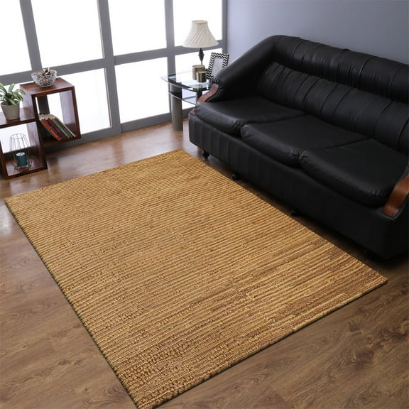HAND WOVEN JUTE ECO-FRIENDLY AREA RUGS - 5'x8', Rectangle Shape, Beige Color, Contemporary Pattern, High Pile, Natural Fiber, Outdoor Indoor Handmade Area Rugs for Living Room, Bed Room (J00071)