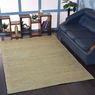 HAND WOVEN JUTE ECO-FRIENDLY AREA RUGS - 6'x9', Rectangle Shape, Beige Color, Solid Plain Pattern, High Pile, Natural Fiber, Outdoor Indoor Handmade Area Rugs for Living Room, Bed Room (J00067)
