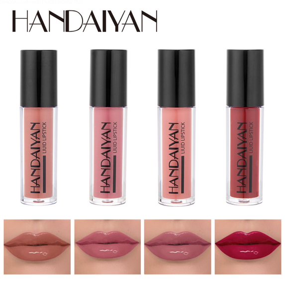 HANDAIYAN 4Colors/Sets Fashion Liquid Lipstick Lipgloss Sets Natural Moisturizer Waterproof Velvet Lip Glosses Gift Box