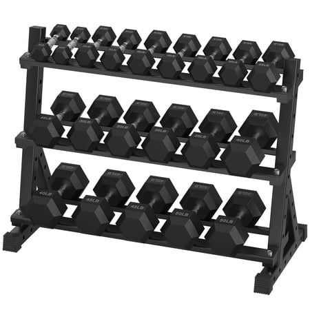 HANDBODE Hex Dumbbell Set 550 lb Total Weight with 3-Tier Rack 20 Piece Set