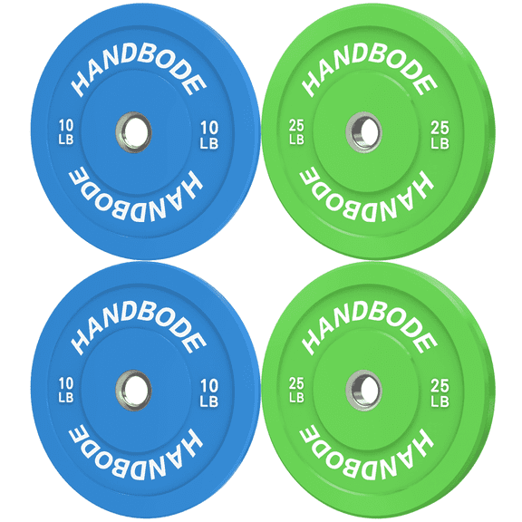 HANDBODE 70 lb Set Bumper Plates Olympic Weight Plates, Colored Rubber plate for Weight Lifting and Strength Training