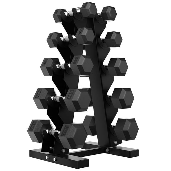 HANDBODE 75 lb Dumbbell Set Rubber Encased Hex Dumbbell Free Weights Dumbbells Set Home Weight Set with Rack 2.5 * 2 / 5 * 2 / 7.5 * 2 / 10 * 2 / 12.5 * 2