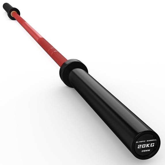 HANDBODE 7ft Olympic Barbell, 45lb 20kg, 1000lb Capacity Weightlifting Bar with Knurled Anti-Slip Grip for Home Gym, Red