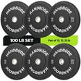 thumbnail image 1 of HANDBODE Bumper Plates 100 lb Set, 10 / 15 / 25 lb Olympic Weight Plates, Rubber Bumper Weights Plate with 2 Inch Steel Insert for Barbell, Standard Strength Training Plates for Weightlifting, 1 of 9