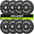 thumbnail image 1 of HANDBODE Bumper Plates 250 lb Set, Olympic Weight Plates Set of 2, Rubber Bumper Weights Plate with 2 Inch Steel Insert for Barbell, Standard Strength Training Plates for Weightlifting, 1 of 9