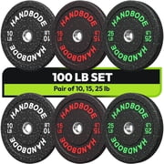 HANDBODE Bumper Plates High-Bounce Olympic Weight Plates, Colored crumb rubber plate for Weight Lifting and Strength Training 100LB