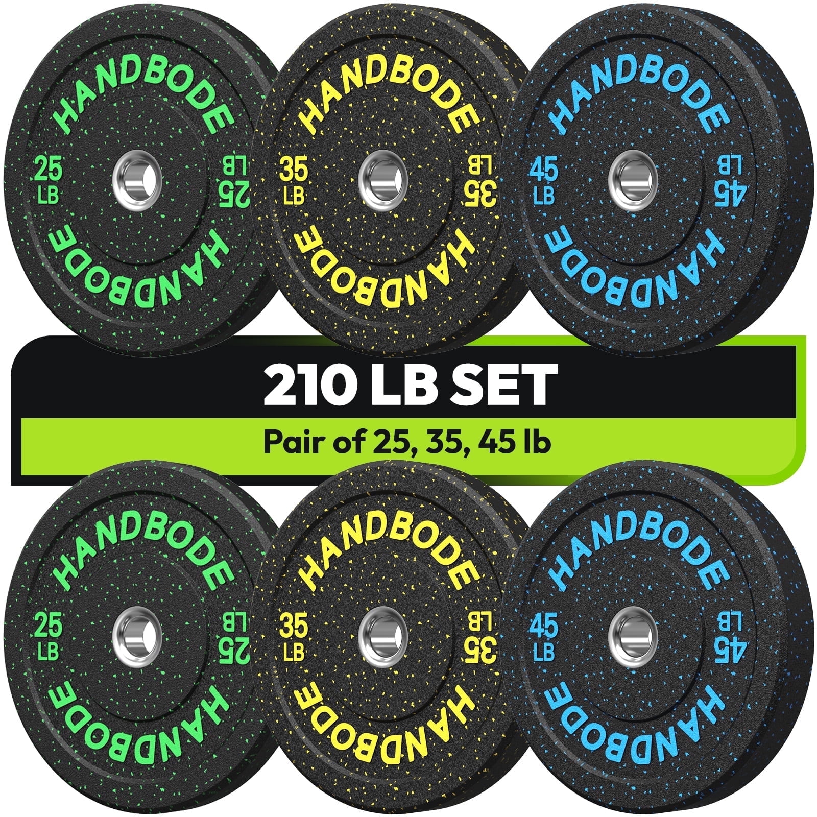HANDBODE Bumper Plates High-Bounce Olympic Weight Plates, Colored crumb ...