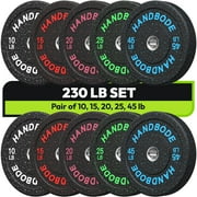 HANDBODE Bumper Plates High-Bounce Olympic Weight Plates, Colored crumb rubber plate for Weight Lifting and Strength Training 230LB