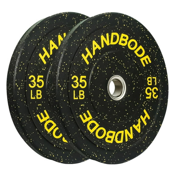 HANDBODE Bumper Plates High-Bounce Olympic Weight Plates, Colored crumb rubber plate for Weight Lifting and Strength Training 70LB