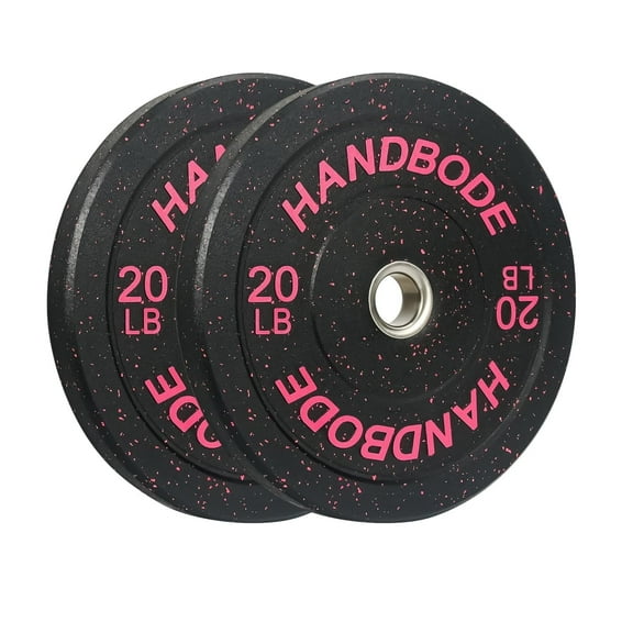 HANDBODE Bumper Plates High-Bounce Olympic Weight Plates, Colored crumb rubber plate for Weight Lifting and Strength Training/Pair of 20LB