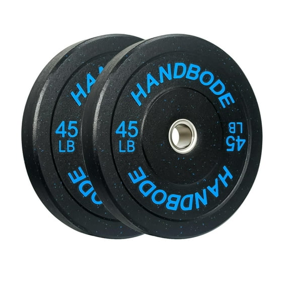 HANDBODE Bumper Plates High-Bounce Olympic Weight Plates, Colored crumb rubber plate for Weight Lifting and Strength Training/Pair of 45LB