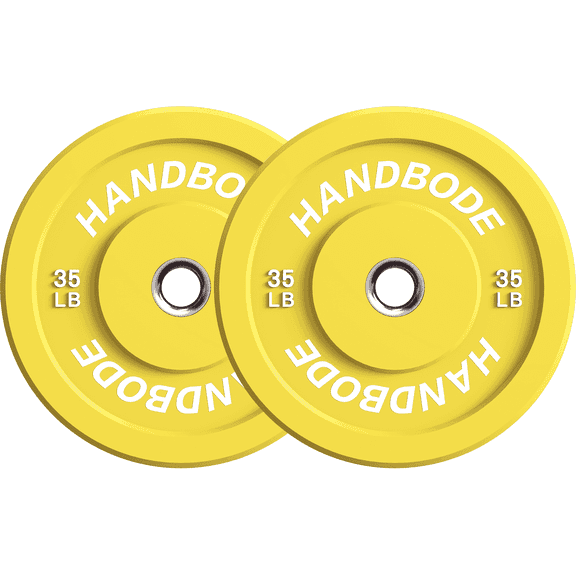HANDBODE Bumper Plates Olympic Weight Plates, Colored Rubber plate for Weight Lifting and Strength Training 35LB Pair