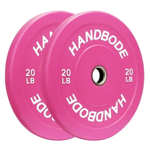 HANDBODE Bumper Plates Olympic Weight Plates, Colored Rubber plate for Weight Lifting and Strength Training / Pair of 20LB