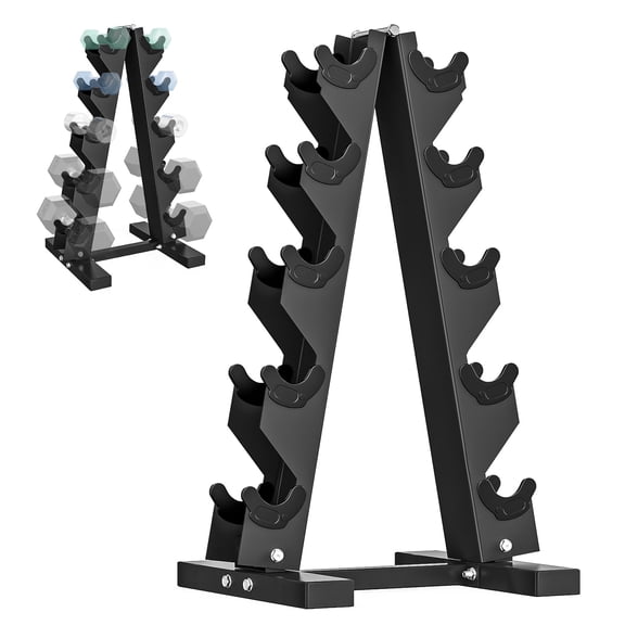 HANDBODE Dumbbell Rack Stand for 5 Pairs, A-Frame Weight Storage Organizer for Home Gym
