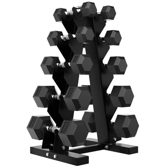 HANDBODE Dumbbell Set Rubber Encased Hex Dumbbell Free Weights Dumbbells Set Home Weight Set with Rack 2.5 * 2 / 5 * 2 / 7.5 * 2 / 12.5 * 2 / 15 * 2