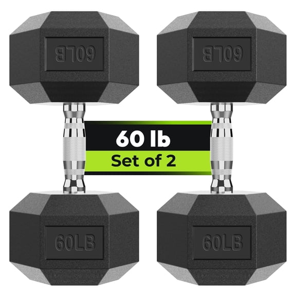 HANDBODE Hex Dumbbell Rubber Encased Dumbbell Strength Training Hex Dumbbell, Hand Weight For Workout & Exercise 60 lb