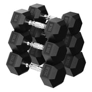 HANDBODE Hex Dumbbell Set 120 lb, Space-Saving Design, Burable Rubber-Encased & Ergonomic Hand Weights for Home Gym, Strength Training and Fitness