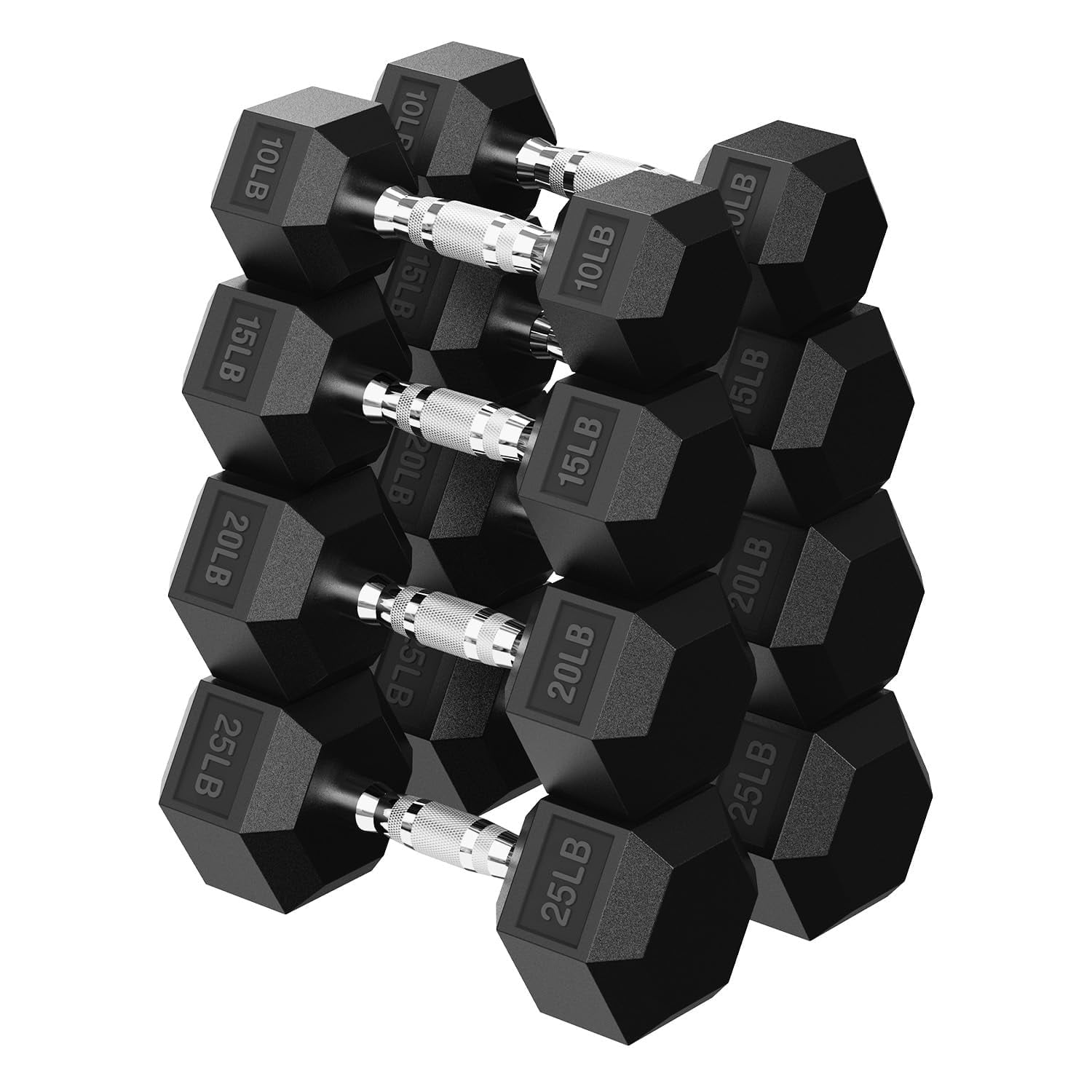 HANDBODE Hex Dumbbell Set 140 lb, 10/15/20/25 lb Dumbbells Set of 2, Space-Saving Design, Durable Rubber-Encased & Ergonomic Hand Weights for Home Gym, Strength Training and Fitness