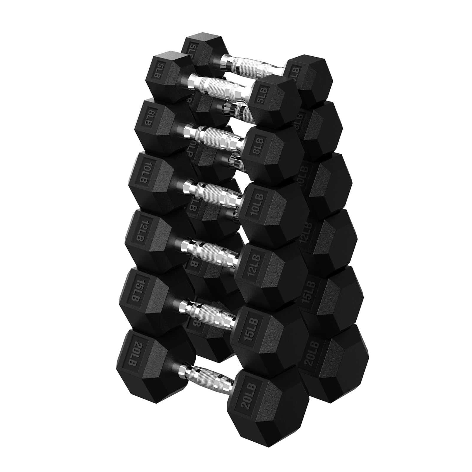 HANDBODE Hex Dumbbell Set 140 lb, Space-Saving Design, Durable Rubber-Encased & Ergonomic Hand Weights for Home Gym, Strength Training and Fitness