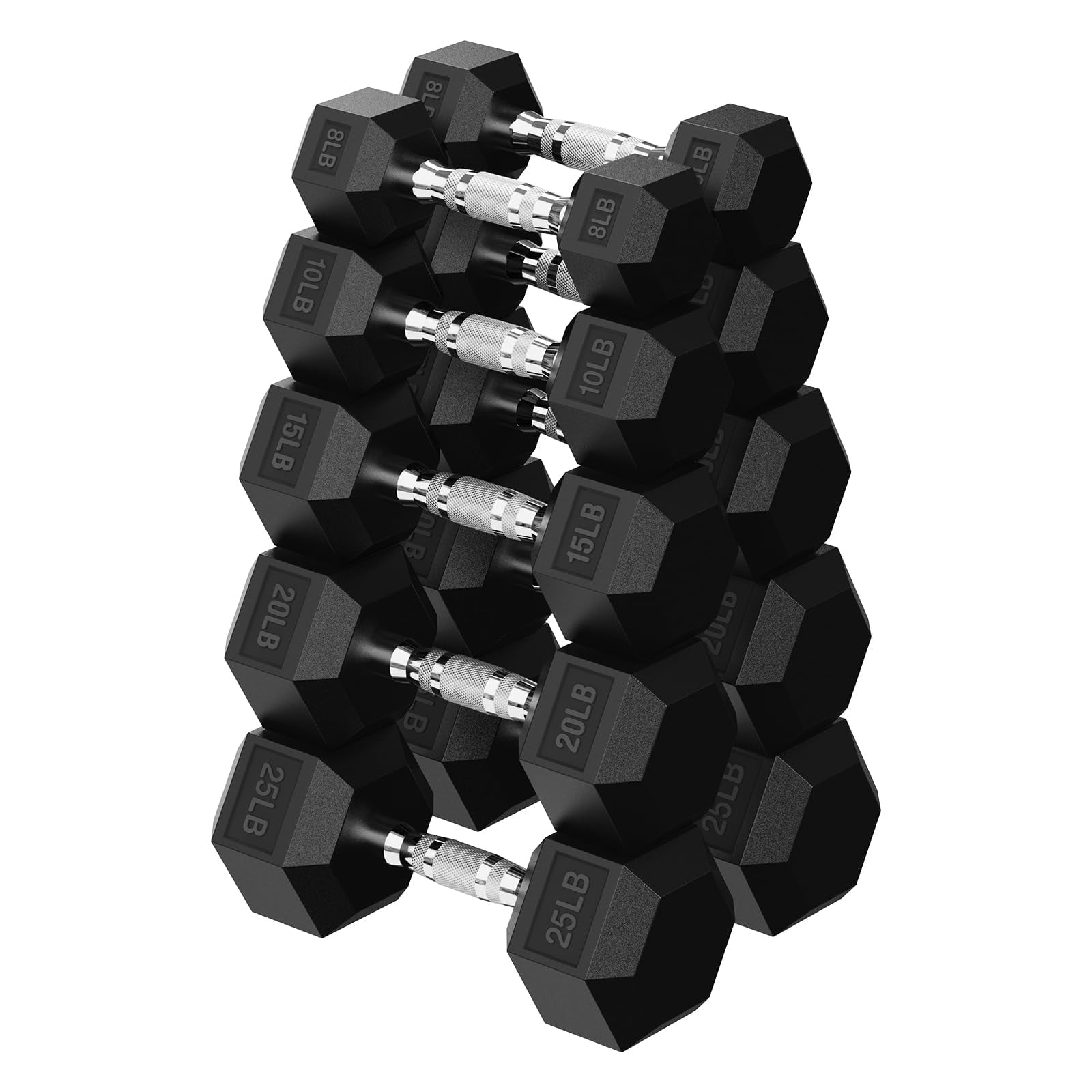 HANDBODE Hex Dumbbell Set 156 lb, Space-Saving Design, Durable Rubber-Encased & Ergonomic Hand Weights for Home Gym, Strength Training and Fitness
