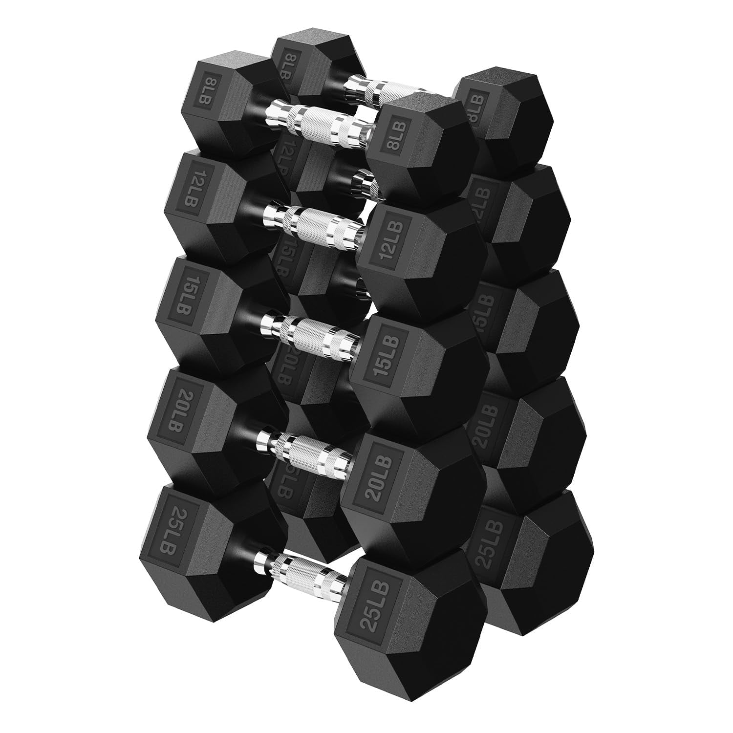 HANDBODE Hex Dumbbell Set 160 lb, Space-Saving Design, Burable Rubber-Encased & Ergonomic Hand Weights for Home Gym, Strength Training and Fitness