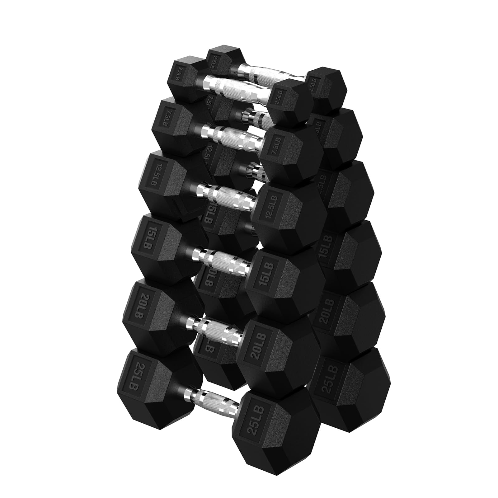 HANDBODE Hex Dumbbell Set 165 lb, Space-Saving Design, Durable Rubber-Encased & Ergonomic Hand Weights for Home Gym, Strength Training and Fitness