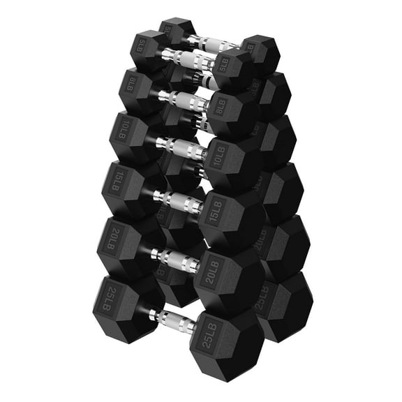 HANDBODE Hex Dumbbell Set 166 lb, Space-Saving Design, Durable Rubber-Encased & Ergonomic Hand Weights for Home Gym, Strength Training and Fitness