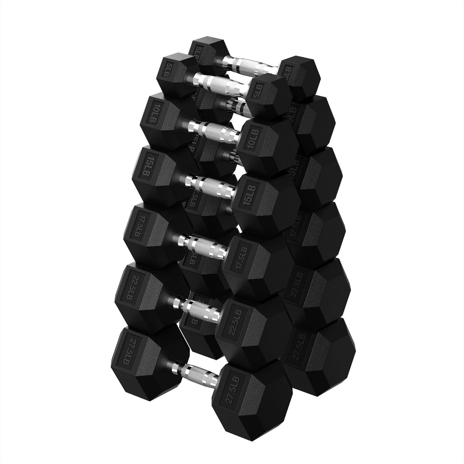 HANDBODE Hex Dumbbell Set 195 lb, Space-Saving Design, Durable Rubber-Encased & Ergonomic Hand Weights for Home Gym, Strength Training and Fitness