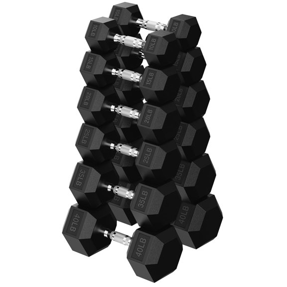 HANDBODE Hex Dumbbell Set 290 lb, Space-Saving Design, Durable Rubber-Encased & Ergonomic Hand Weights for Home Gym, Strength Training and Fitness