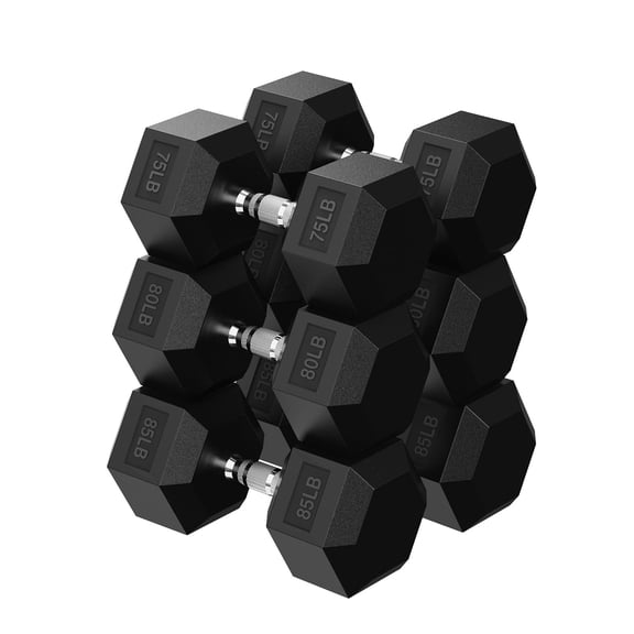HANDBODE Hex Dumbbell Set 480 lb, 75/80/85 lb Dumbbells Set of 2, Space-Saving Design, Durable Rubber-Encased & Ergonomic Hand Weights for Home Gym, Strength Training and Fitness