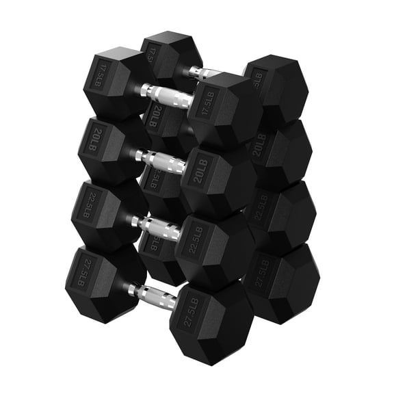 HANDBODE Hex Dumbbell Set C 175 lb, Space-Saving Design, Durable Rubber-Encased & Ergonomic Hand Weights for Home Gym, Strength Training and Fitness
