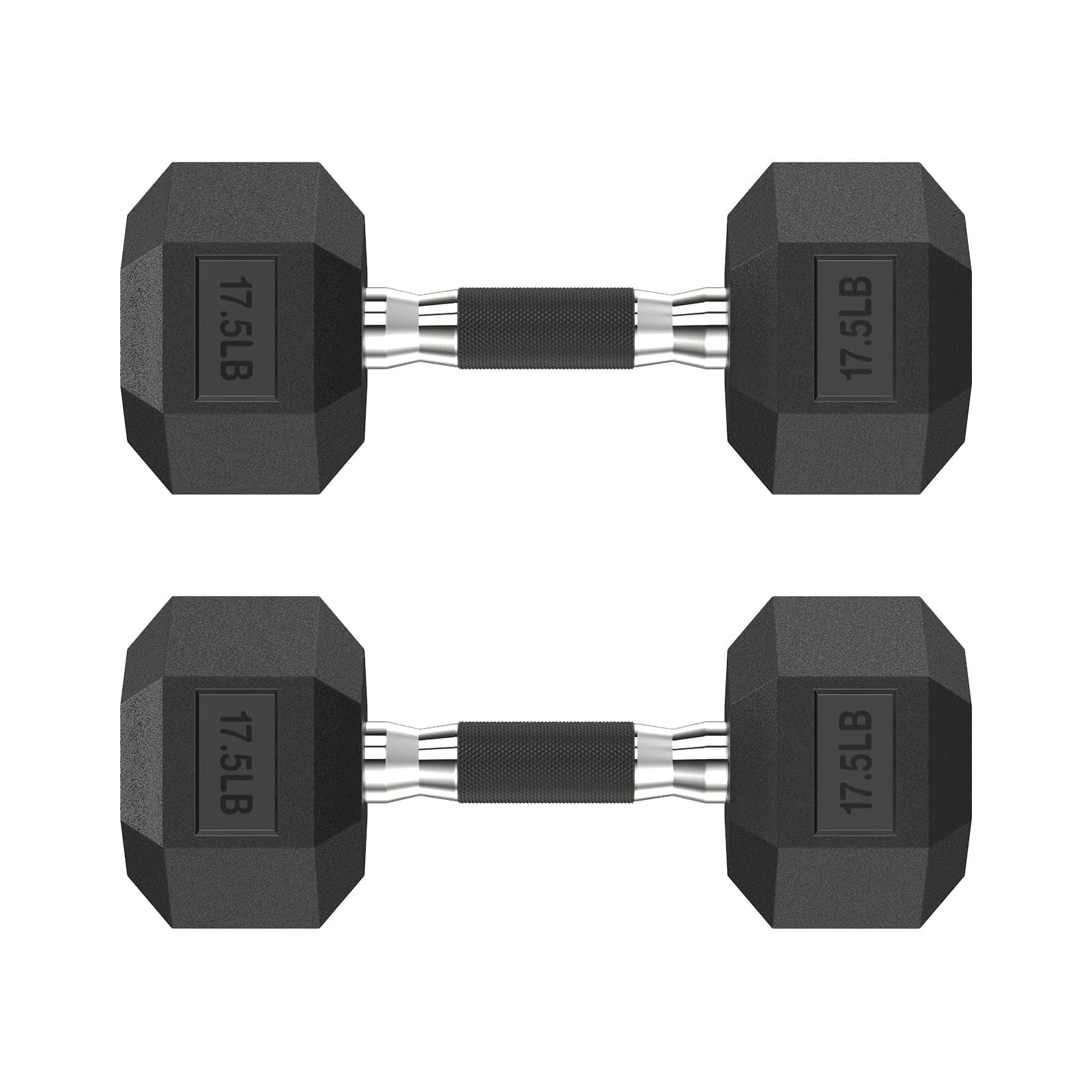 HANDBODE Hex Rubber Dumbbells, Non-Slip Handle Design for Secure & Comfortable Grip, Hand Weights for Strength Training and Home Gym / Pair of 17.5 lb