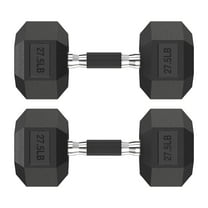 HANDBODE Hex Rubber Dumbbells, Non-Slip Handle Design for Secure & Comfortable Grip, Hand Weights for Strength Training and Home Gym / Pair of 27.5 LB