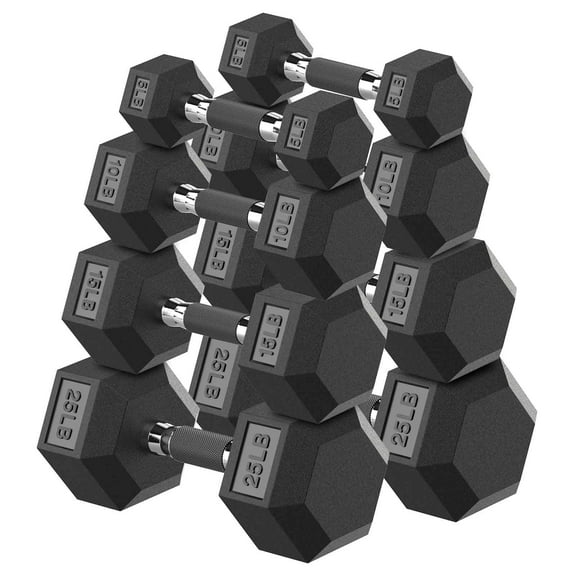 HANDBODE Hex Rubber Dumbbells, Non-Slip Handle Design for Secure & Comfortable Grip, Hand Weights for Strength Training and Home Gym / 110 LB